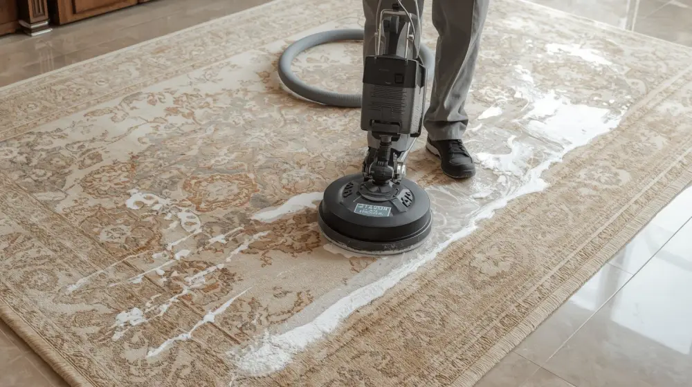 Tapis nettoyé en profondeur par injection-extraction